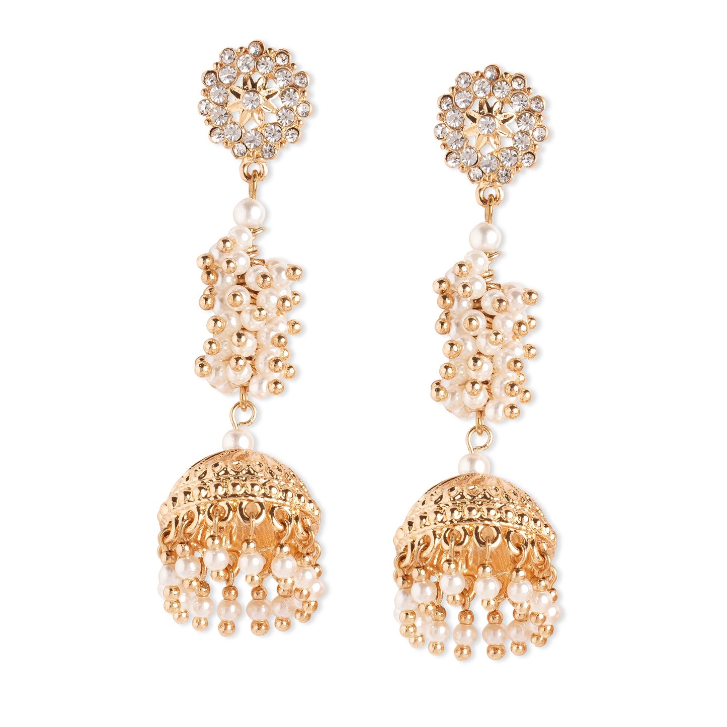 Gold Diamante Jhumkas Earring