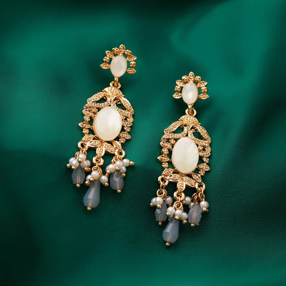 Gold Mother Of Pearl Short Drop Earring