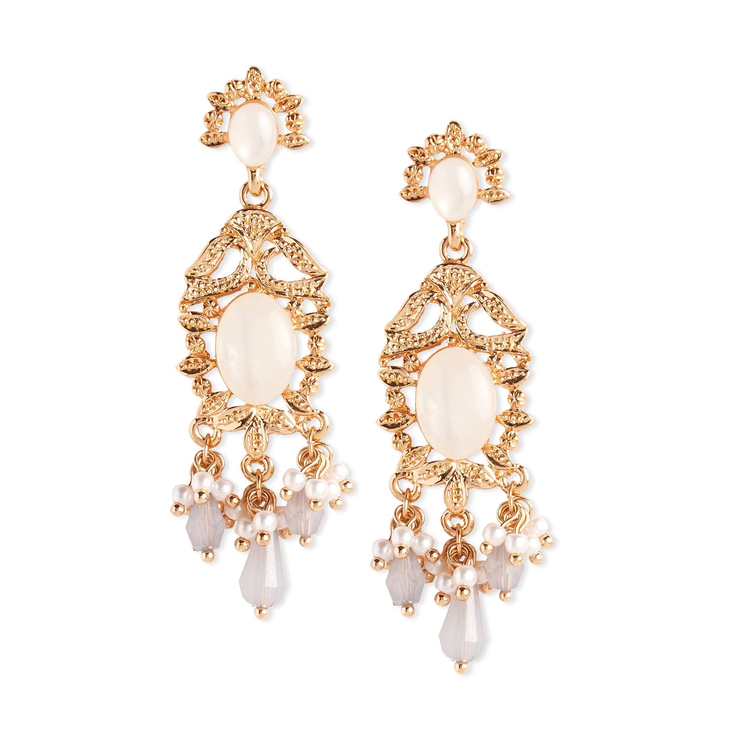 Gold Mother Of Pearl Short Drop Earring