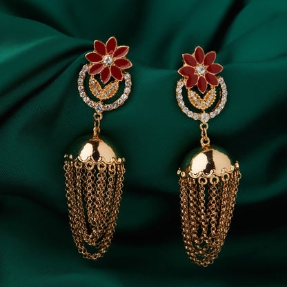 Red Enamel Jhumkas