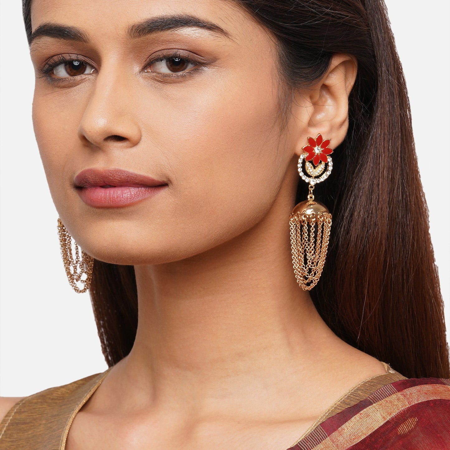 Red Enamel Jhumkas