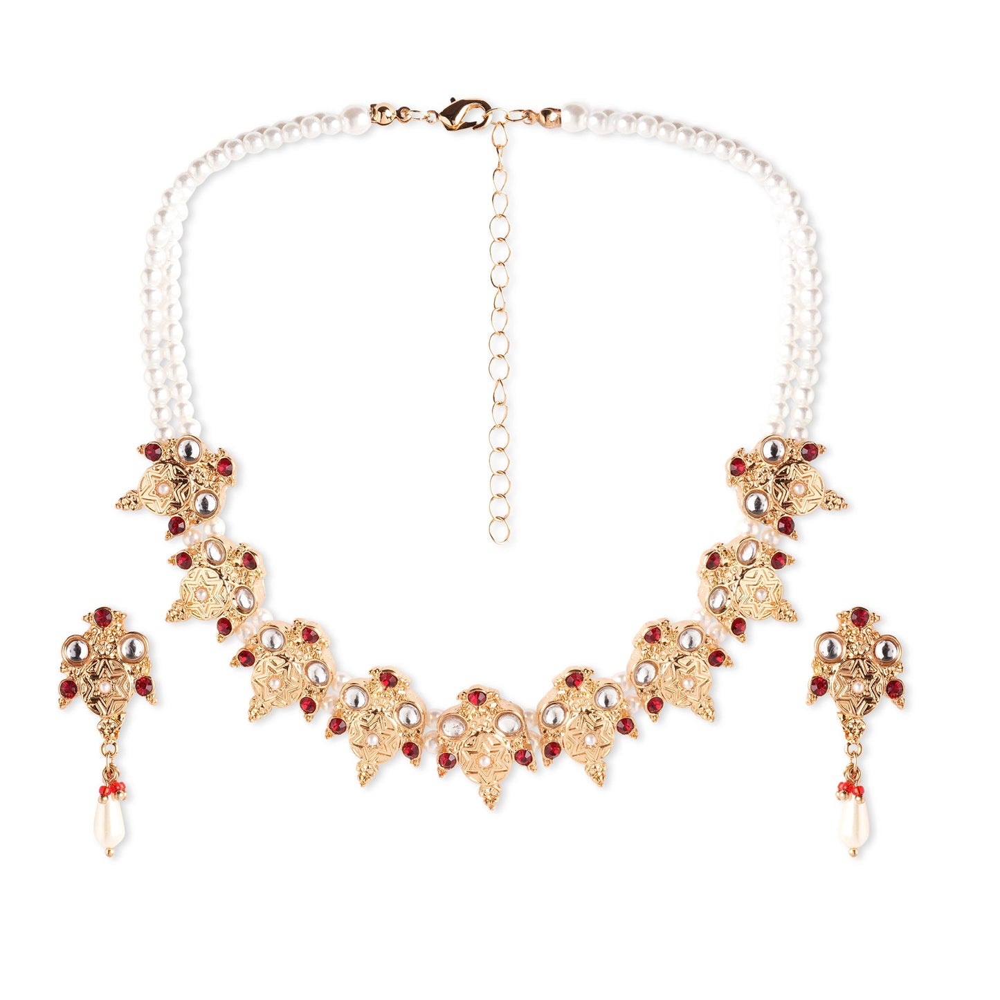 Gold Kundan And Pearl Jewelry Set