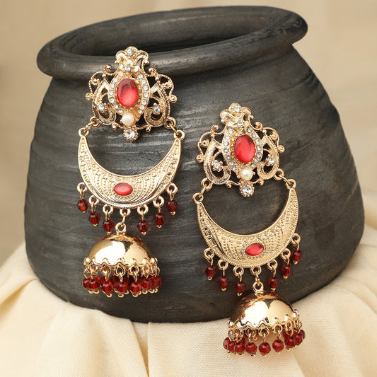 Red Gold Plated Jhumkas