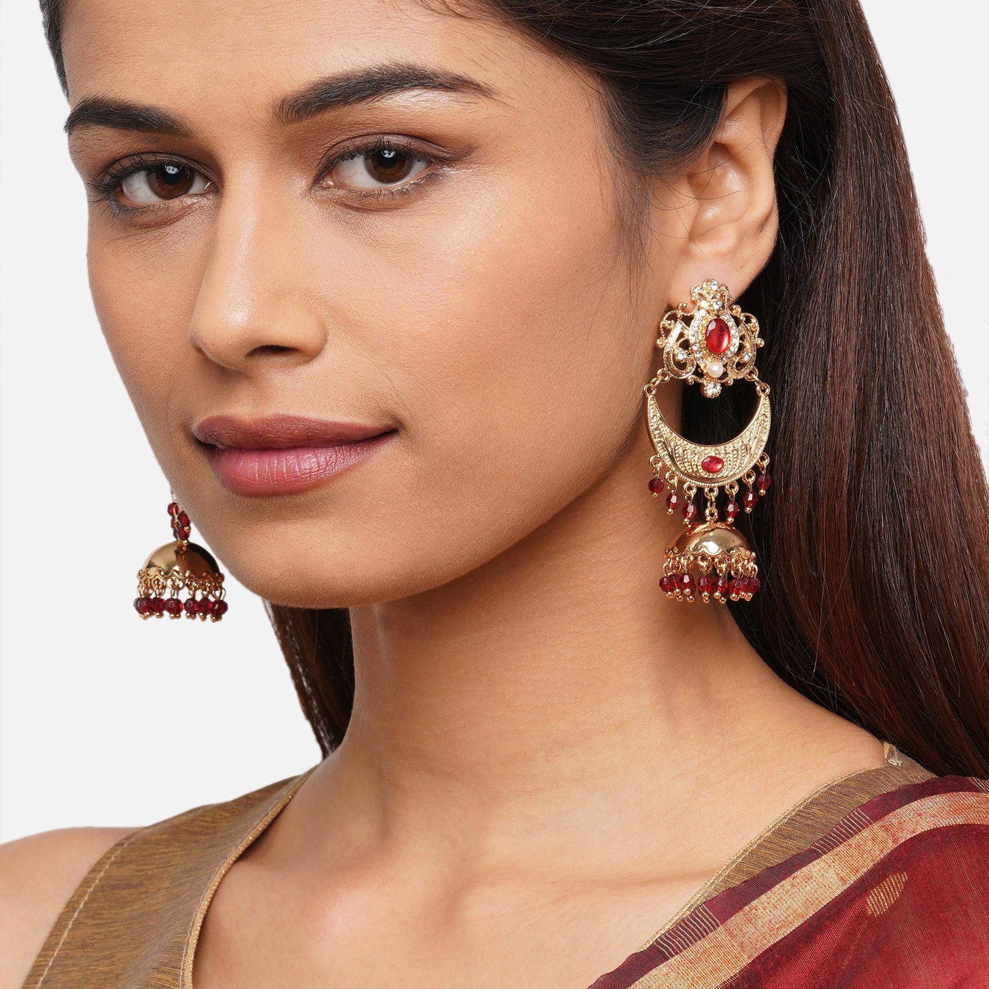 Red Gold Plated Jhumkas
