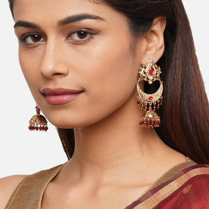 Red Gold Plated Jhumkas
