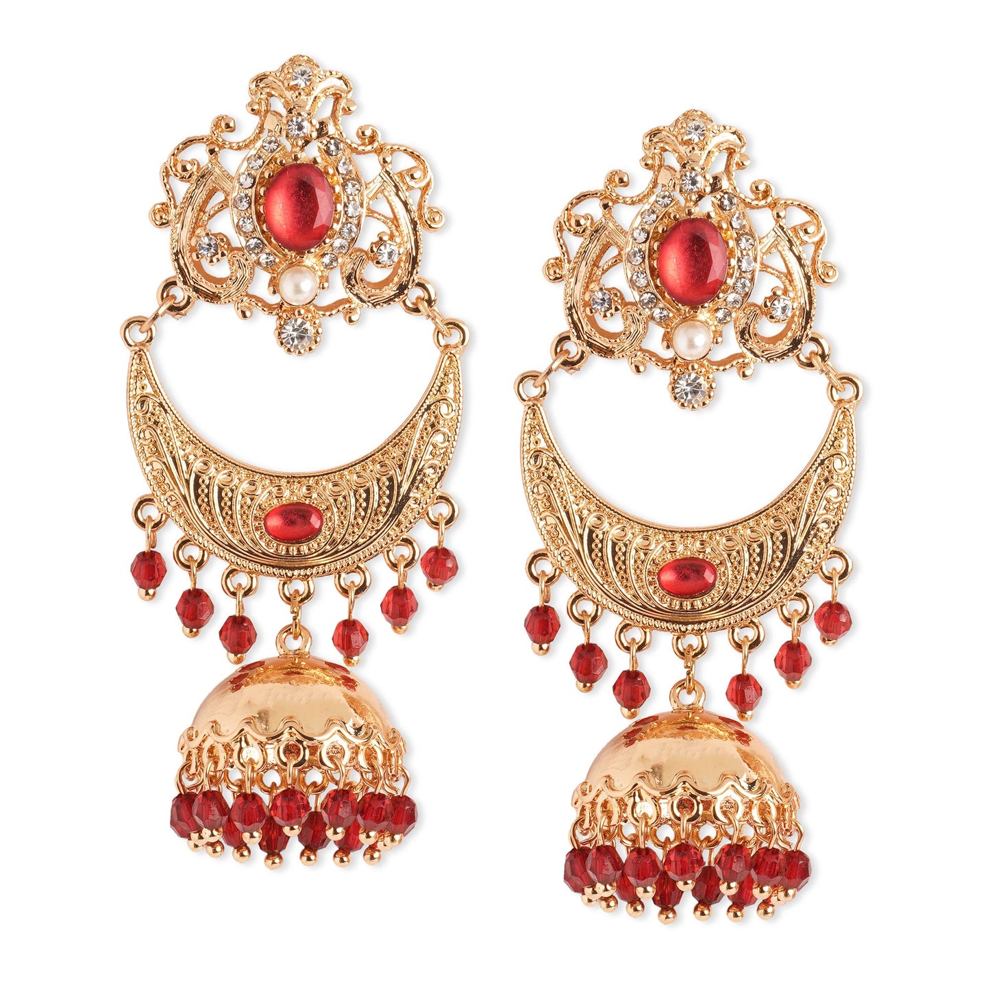 Red Gold Plated Jhumkas