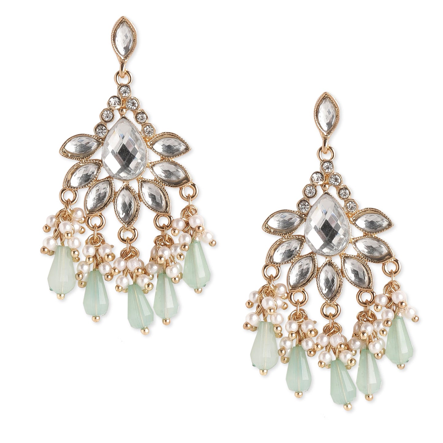 Green Kundan Long Earring