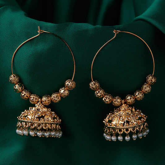Ethnic Gold Jhumkas Earring