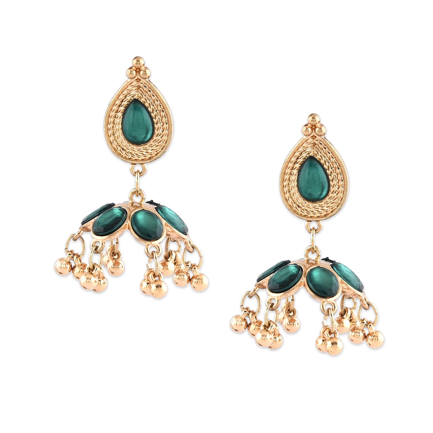Green Kundan Jhumkas