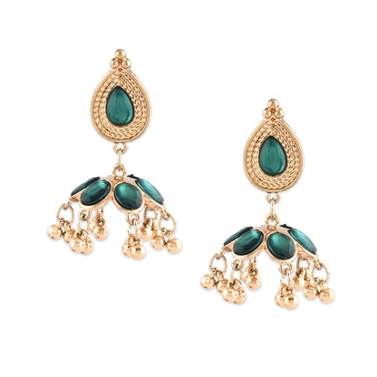 Green Kundan Jhumkas