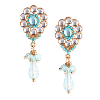 Gold Blue Kundan Earring