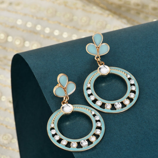 Blue Enamel Long Drop Earrings