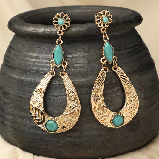 Turquoise Resin Long Drop Earring