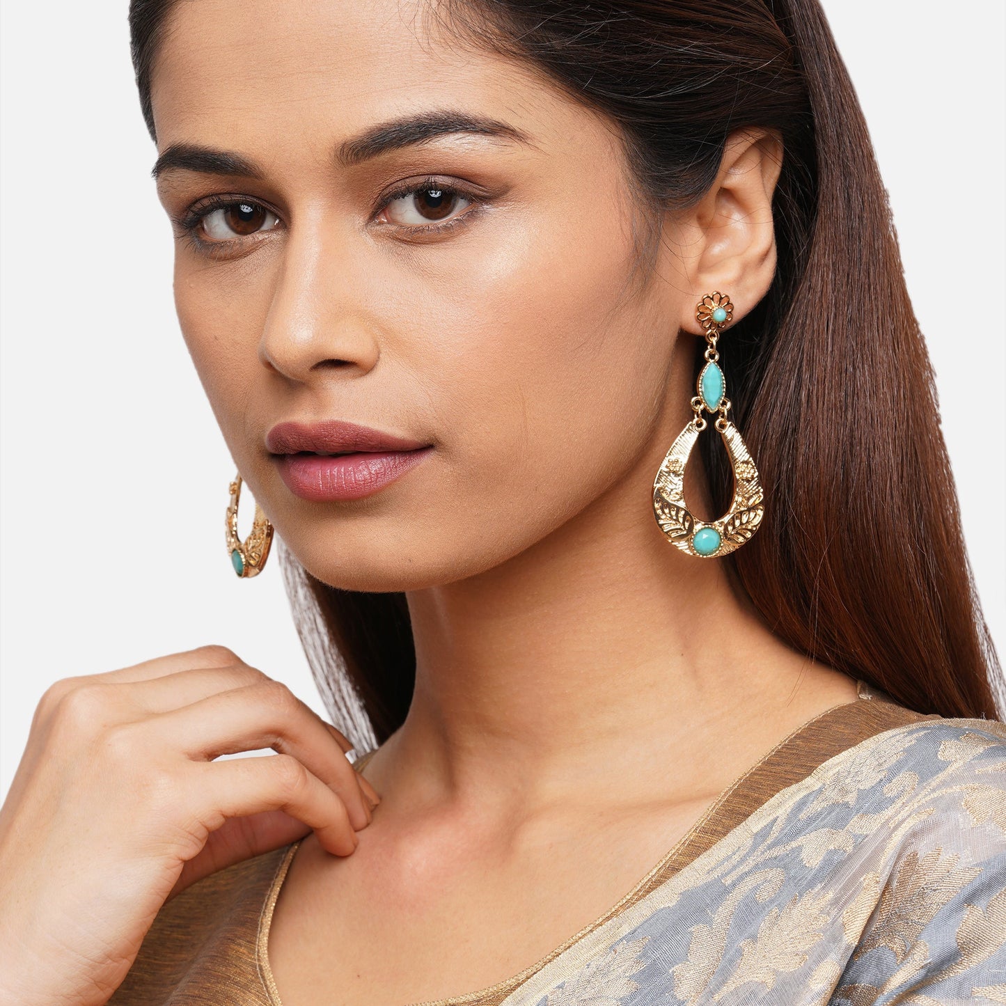 Turquoise Resin Long Drop Earring