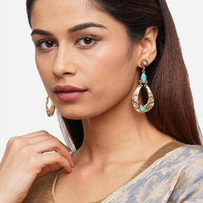 Turquoise Resin Long Drop Earring