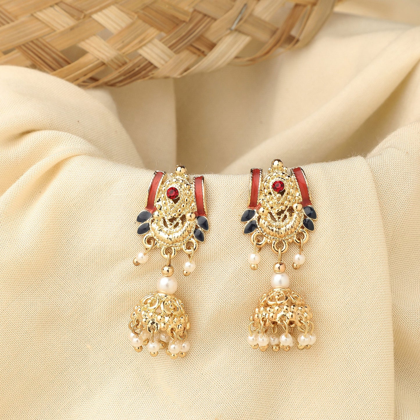 Multi Color Enamel Jhumkas