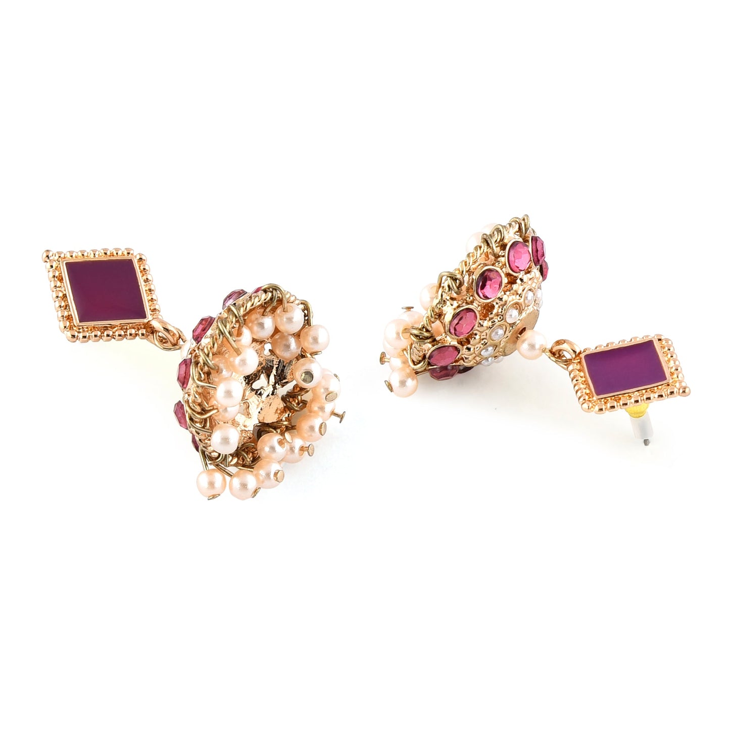 Maroon Diamond Shape Jhumkas Earring