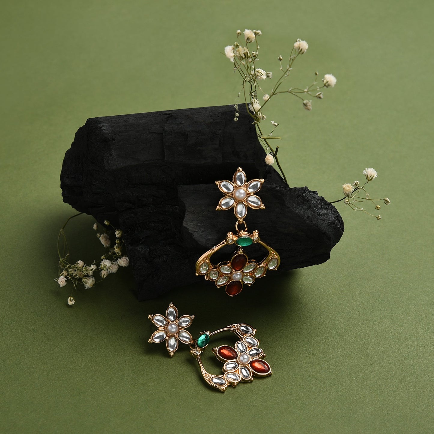 Multi Kundan Gold Plated Earring