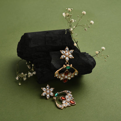 Multi Kundan Gold Plated Earring