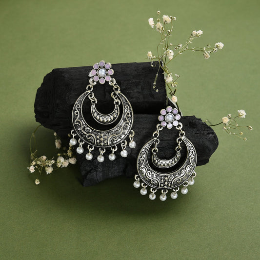 Silver Oxidized Chanbalis Earring