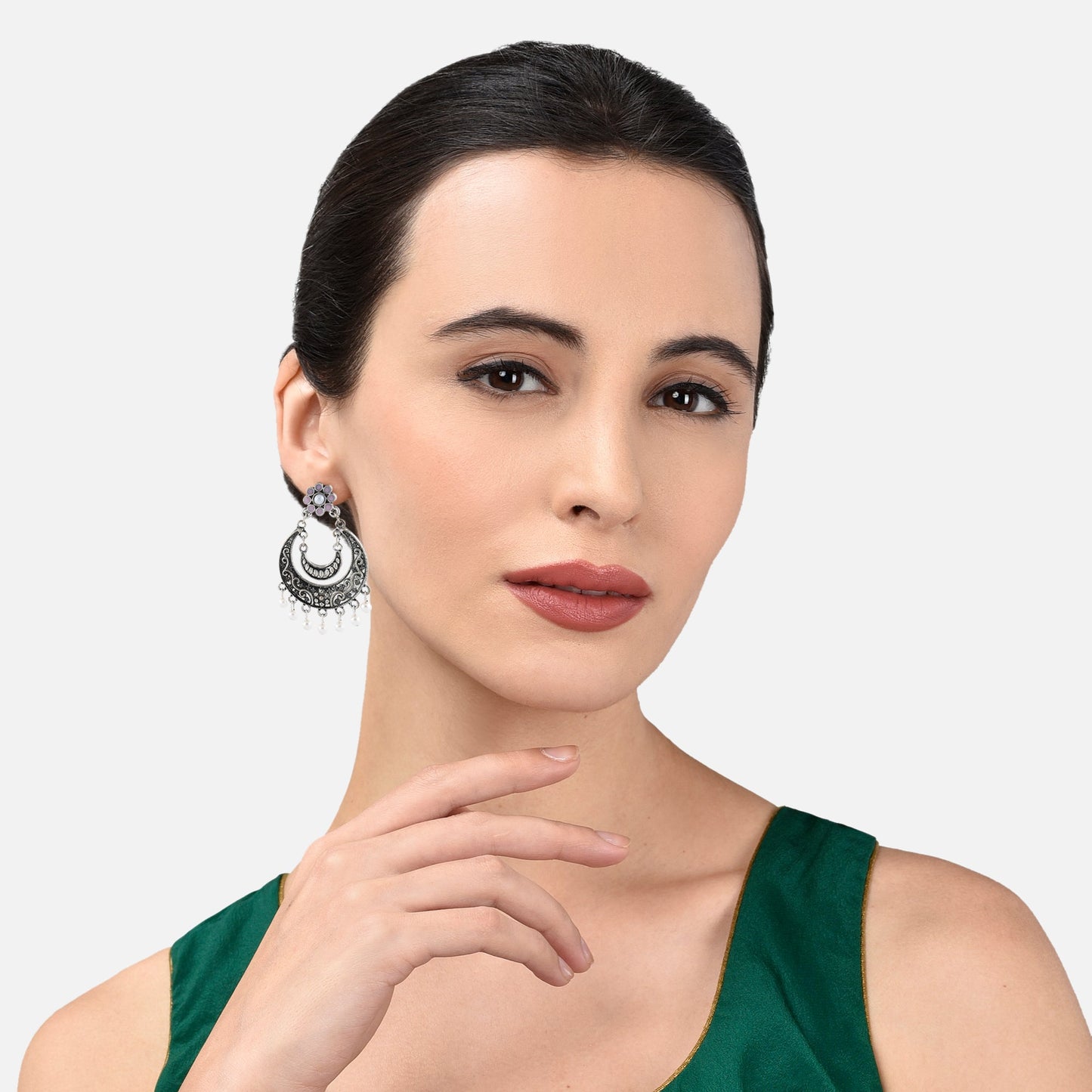 Silver Oxidized Chanbalis Earring