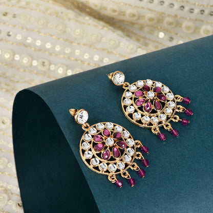 Pink Kundan Earrings