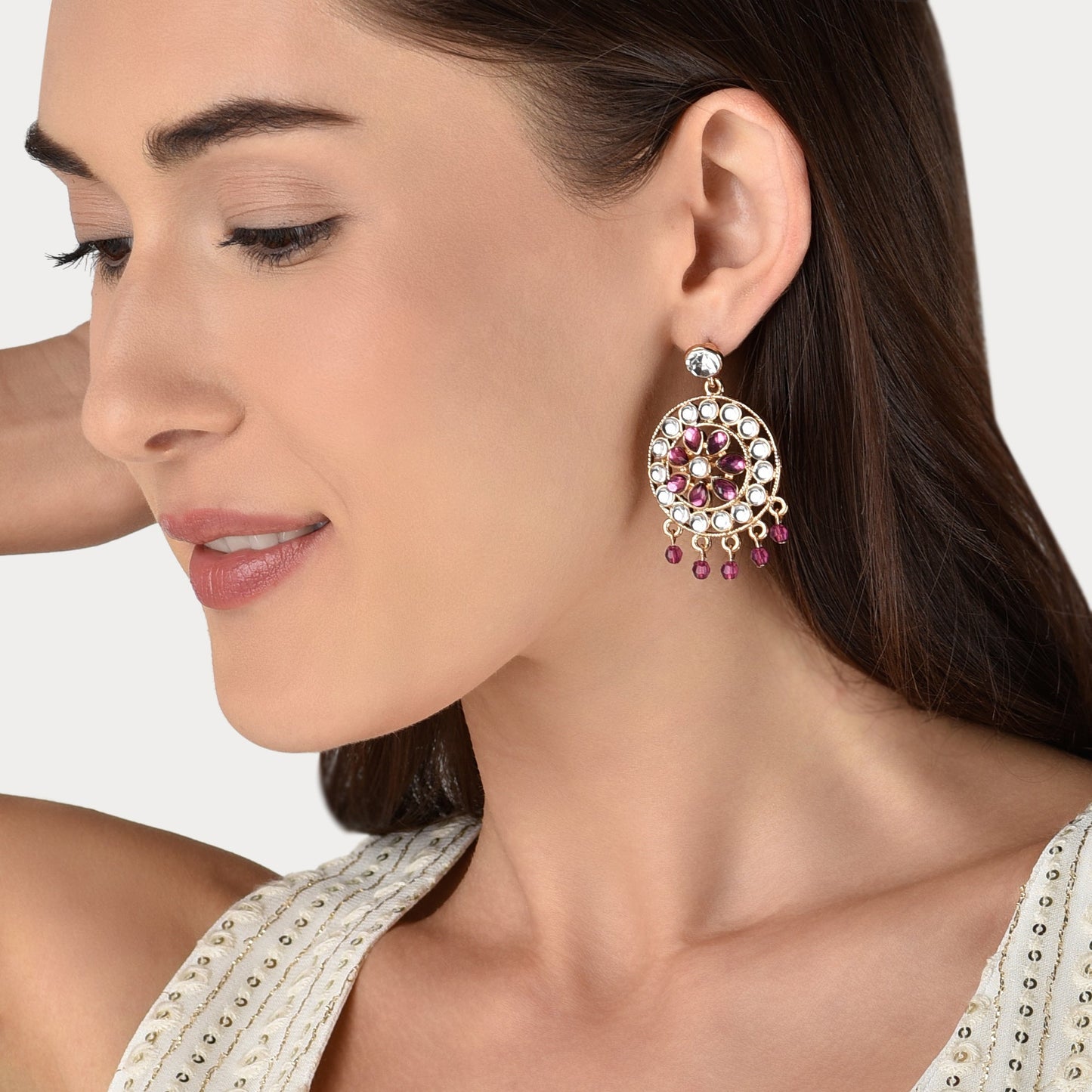 Pink Kundan Earrings