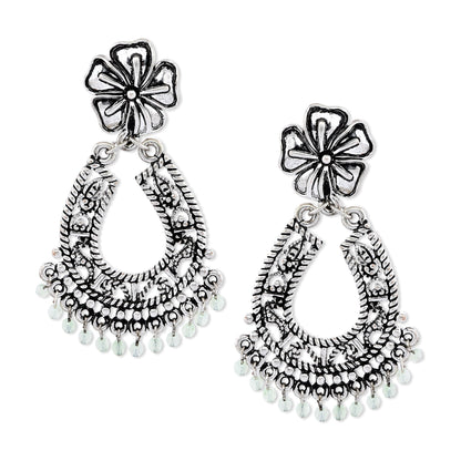Silver Oxidized Mint Chandbalis Earrings