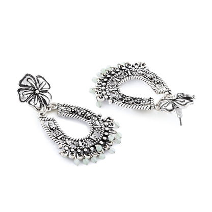Silver Oxidized Mint Chandbalis Earrings