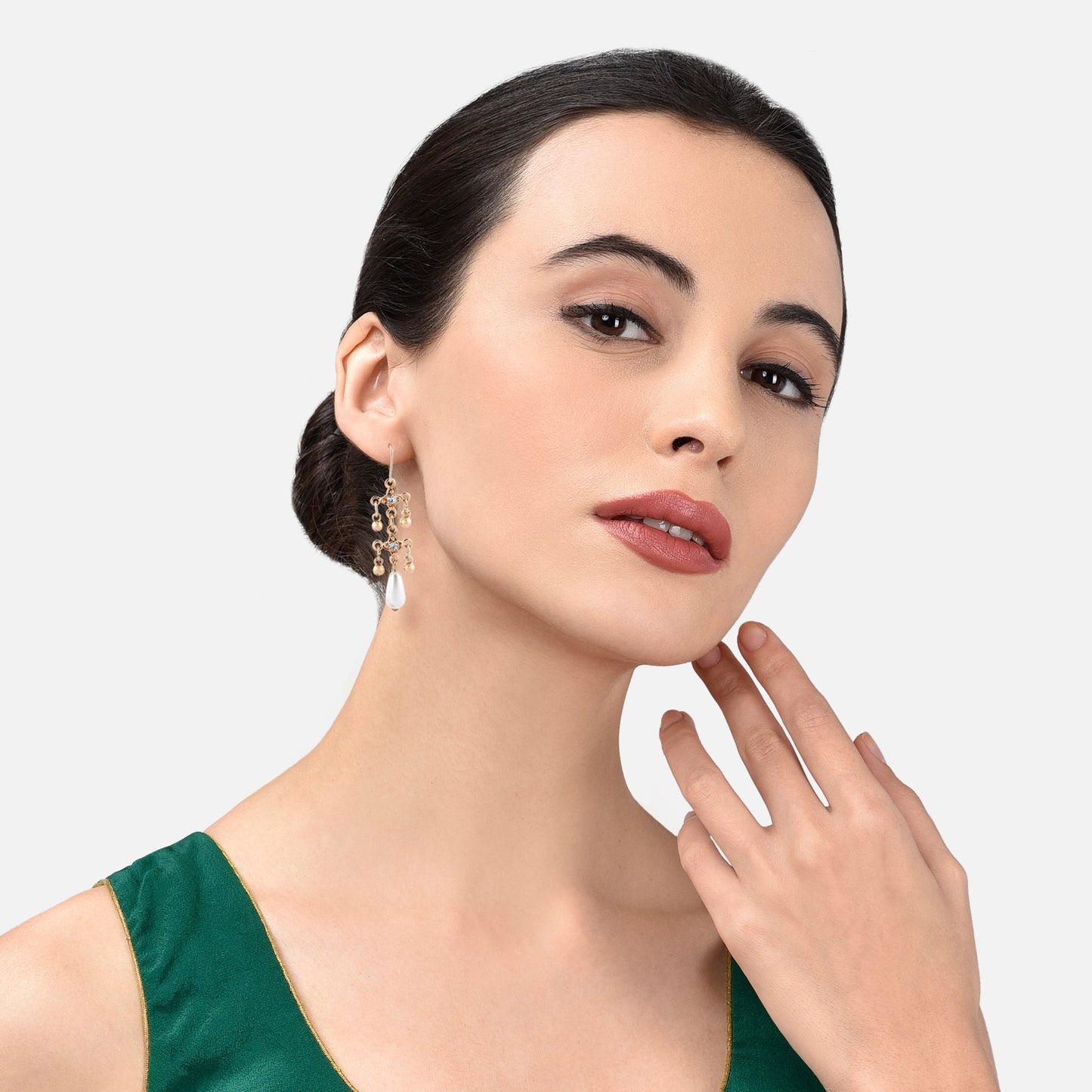 Gold Drop Pearl Earrings