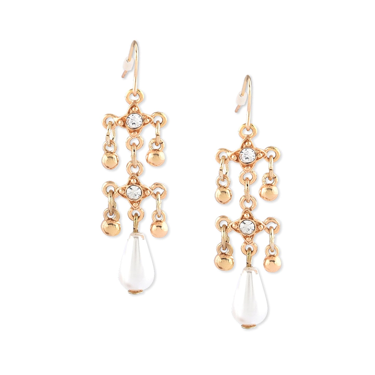 Gold Drop Pearl Earrings