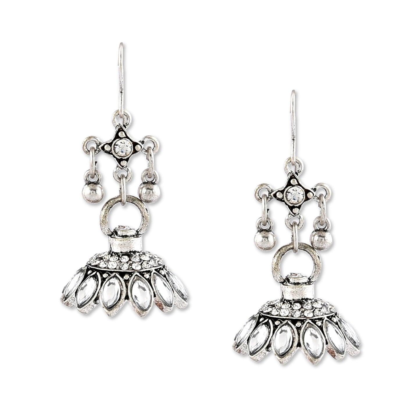 Silver Drop Pearl Earrings