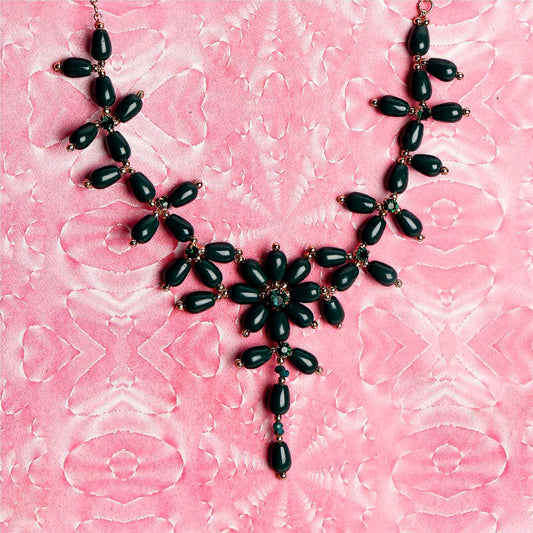 Green Cross Bead Necklace Zinc Necklace