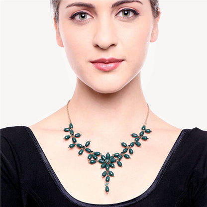 Green Cross Bead Necklace Zinc Necklace