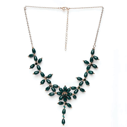 Green Cross Bead Necklace Zinc Necklace