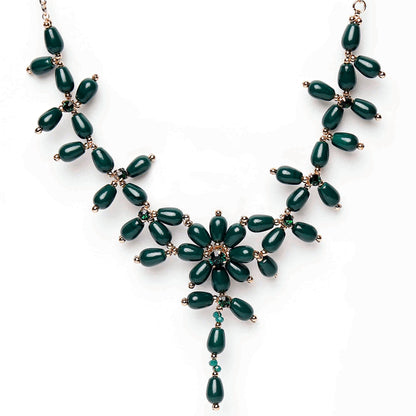 Green Cross Bead Necklace Zinc Necklace