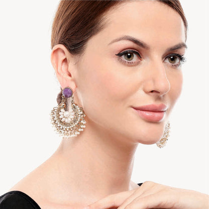 Gold Diamonte Chandbalis  Earring