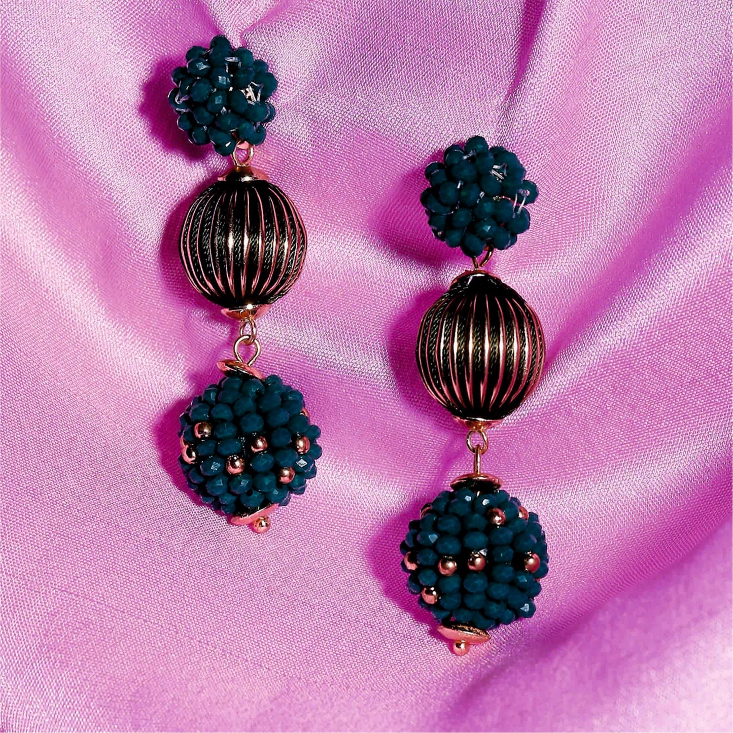 Green Beaded Short Drop Earring