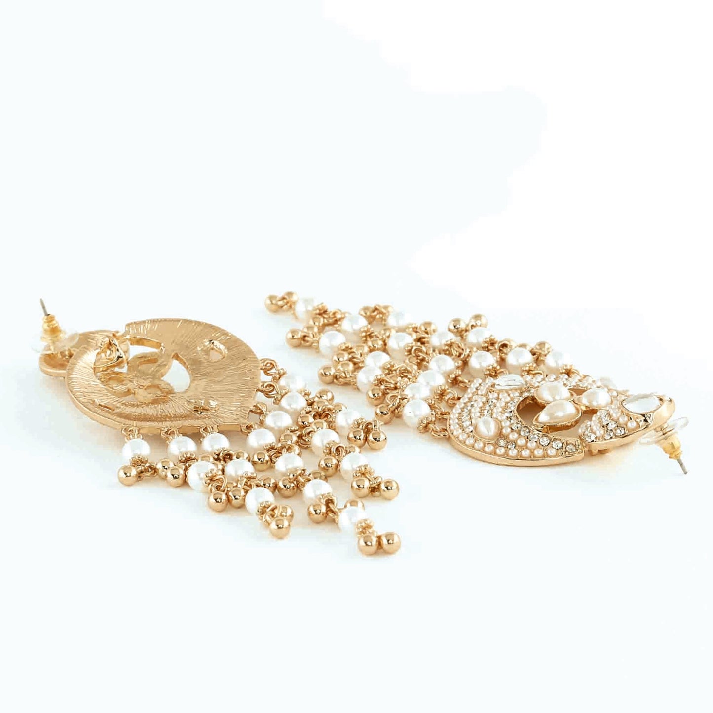 Gold Tear Drop Shape Pearl Chandbalis