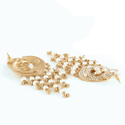 Gold Tear Drop Shape Pearl Chandbalis