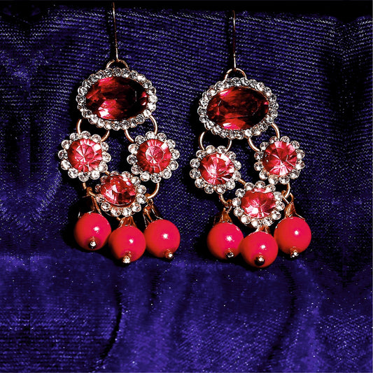 Red Diamante Earring