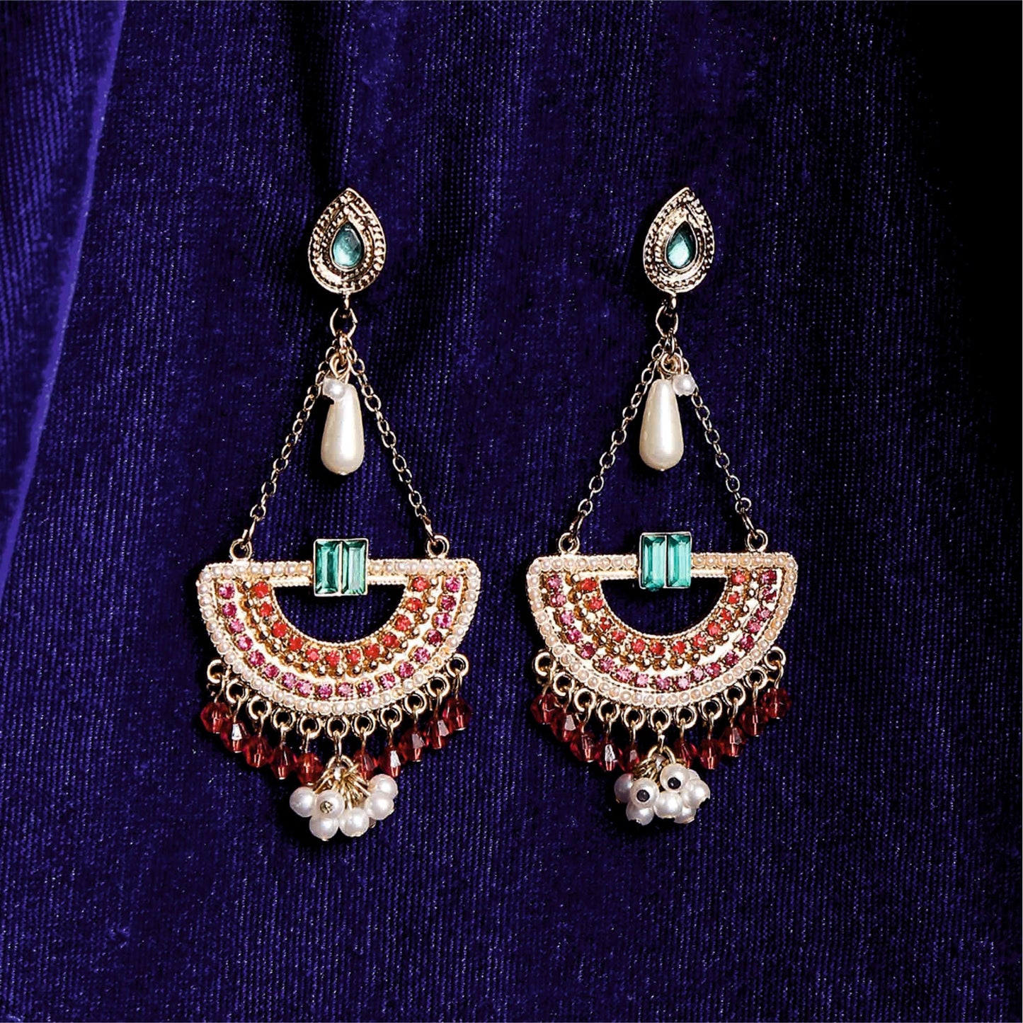 Multi Half Moon Drop Earring