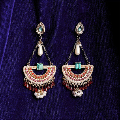 Multi Half Moon Drop Earring