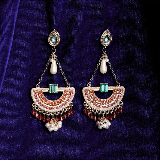 Multi Half Moon Drop Earring