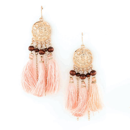 Pink Tassel Earrings Drop Earrings