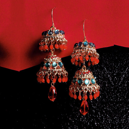 Multi Color Dome Jhumkas Earrings