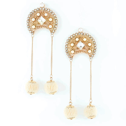 Gold Pearl Beaded Drop Earrings