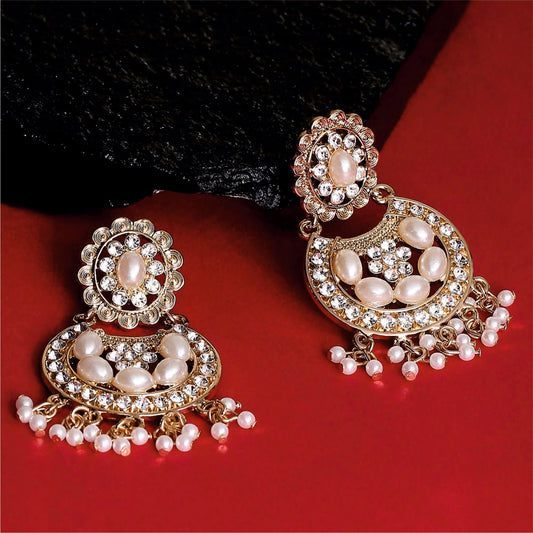 Gold Moon Drop Earrings